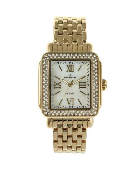 Женские часы Peugeot Gold Tank Bracelet Watch with Panther Link Gold-Tone Bracelet Strap, цвет: Золотой