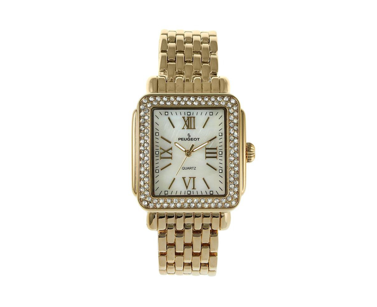 Women's Gold Tank Bracelet Watch with Panther Link Gold-Tone Bracelet Strap - Gold