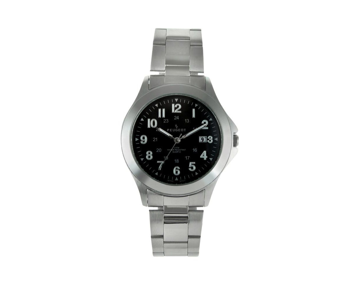 Men 38mm Military Dial Stainless Steel Bracelet watch - Silver