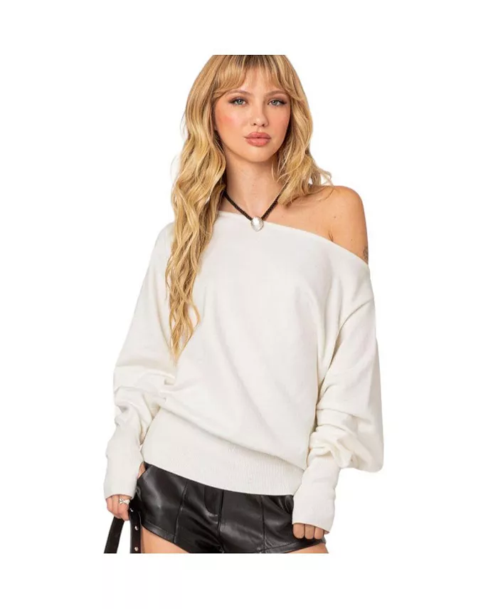 Women's Off Shoulder Oversized Sweater - thumbnail 6