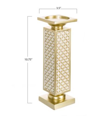 Creative Scents Set Of 2 Pillar Candle Holders - Crackled Mosaic Silver Design, 10.75" H Table Centerpieces - View #7