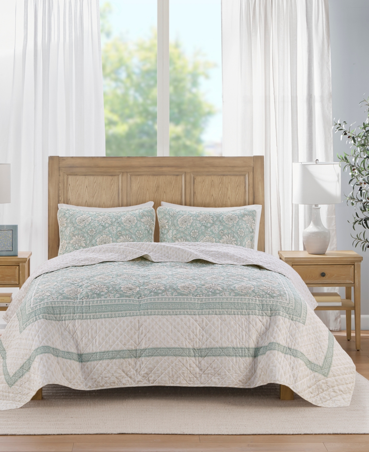 Shop Madison Park Willa 3-pc. 100% Cotton Reversible Quilt Set, King/california King In Green