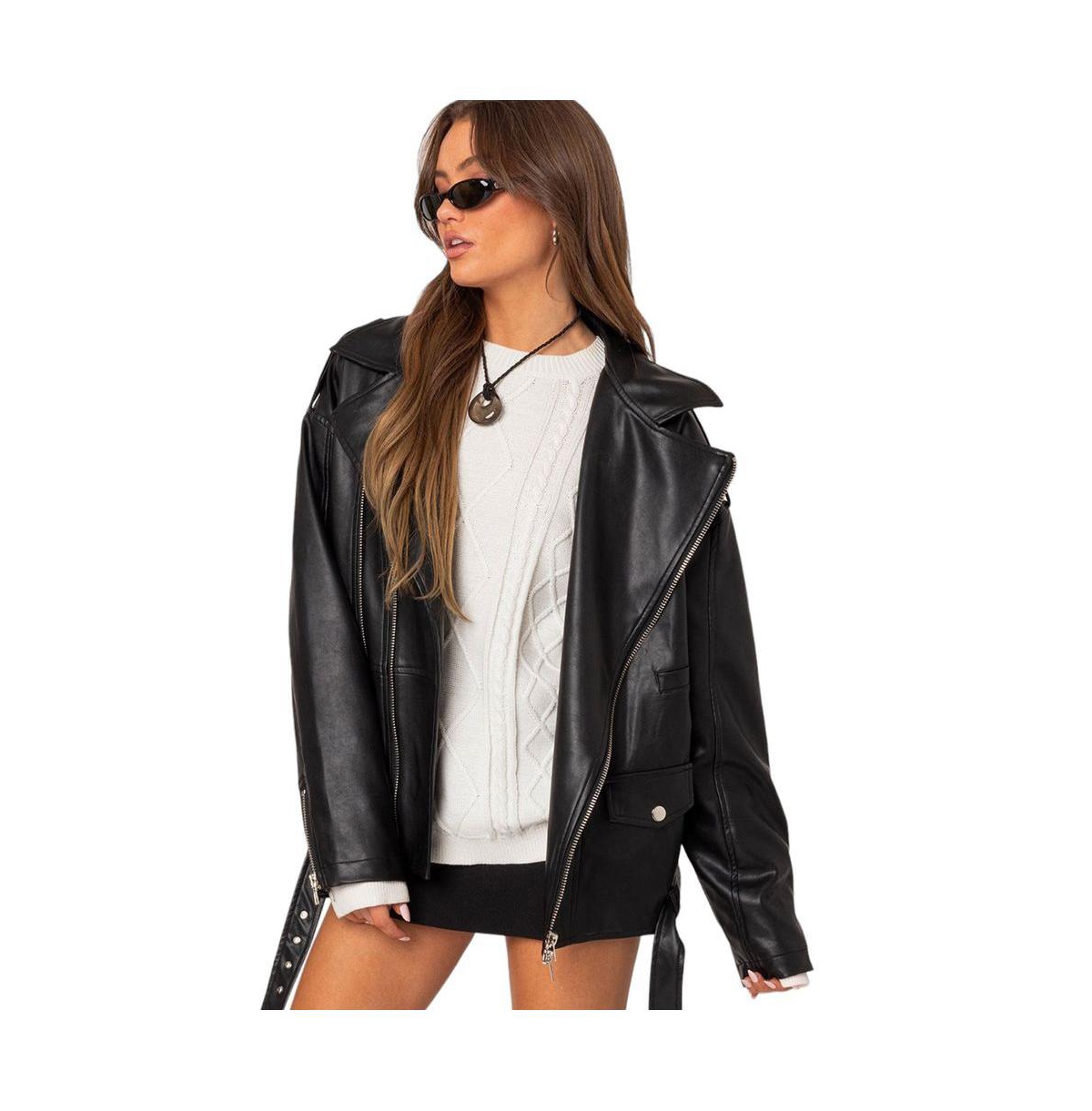 Edikted Women's Wrenley Oversized Faux Leather Jacket In Black