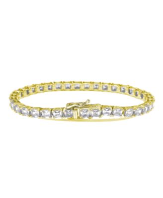 Suzy Levian Sterling Silver Cubic Zirconia Asscher-cut Tennis Bracelet