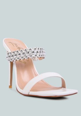 Womens Bandy Stieletto Heel Metal Stud Sandals