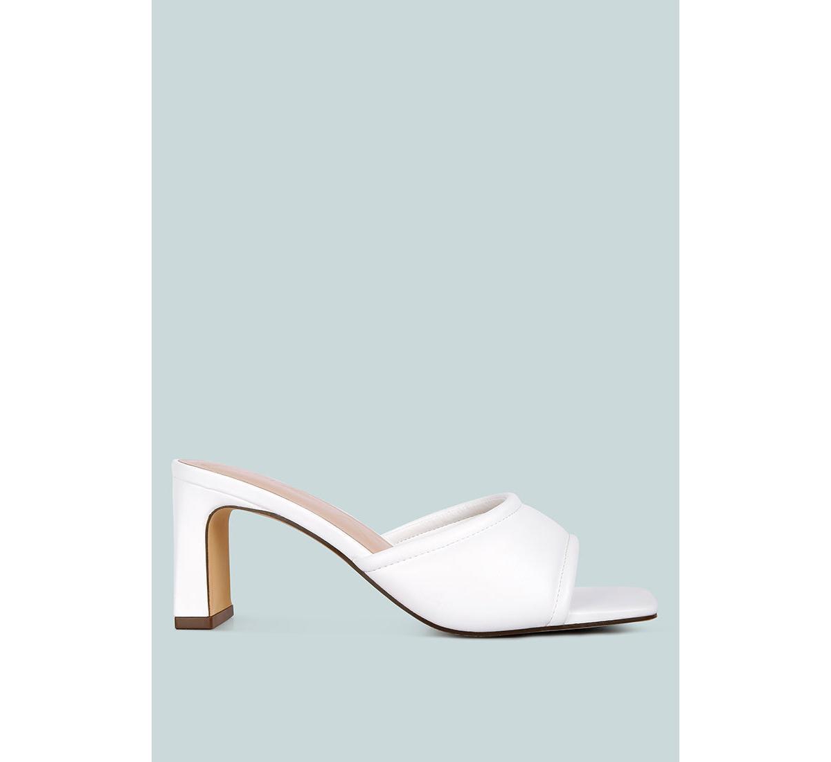 London Rag Celine Quilted Block Heeled Sandals In White