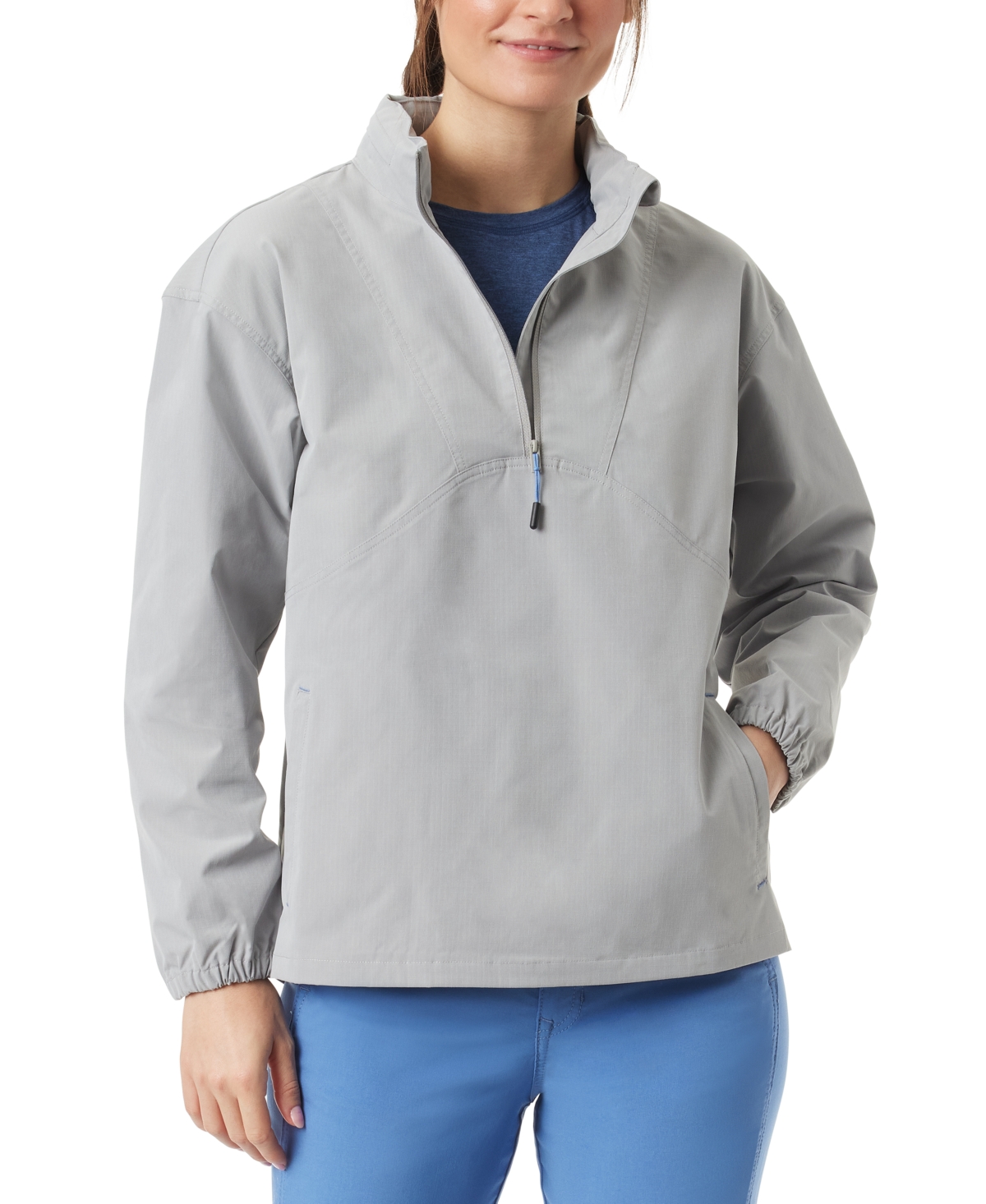 Shop Bass Outdoor Women's Ripstop Stow-able Half-zip Jacket In Ultimate Gray