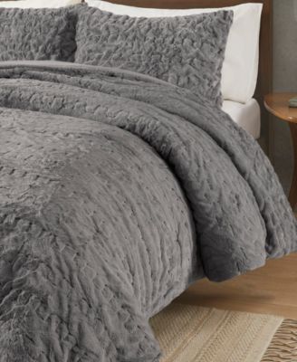 Blair Ruched 3-Pc. Faux Fur Comforter Set, Full/Queen