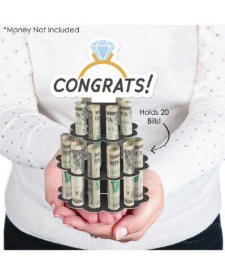 Just Engaged - Black and White - DIY Engagement Money Holder Gift - Cash Cake