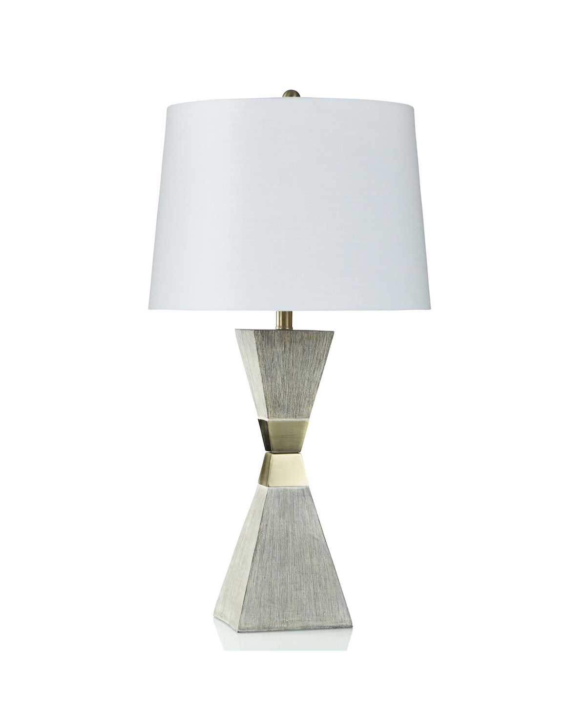 Stylecraft Home Collection 32.25" Morris Geometric Base Table Lamp With Bronze Accents In Antique Brass,washed Gray
