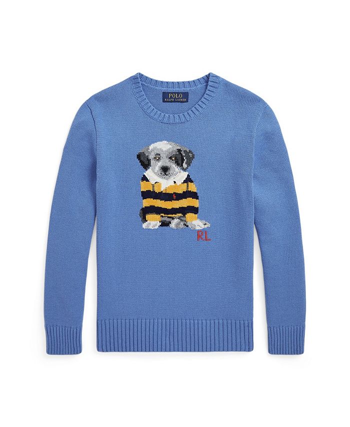 Polo Ralph Lauren Big Boys Dog-Intarsia Cotton Sweater - Macy's