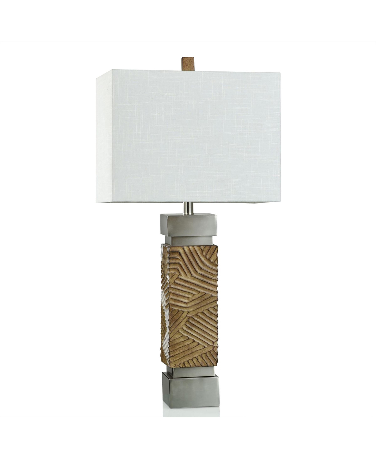 Stylecraft Home Collection 32.75" Bonafide Abstract Line Base With Silver Accents Table Lamp In Brushed Steel,brown Painted