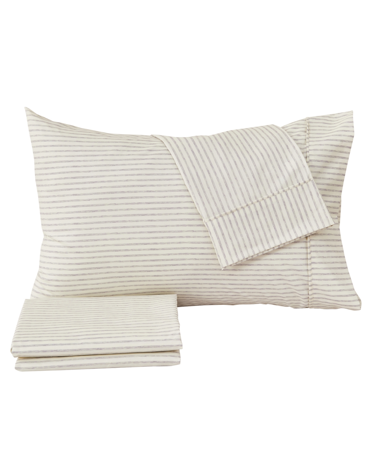 Shop Premium Comforts Striped Microfiber Crease Resistant 4 Piece Sheet Set, King In Stripe - Light Gray