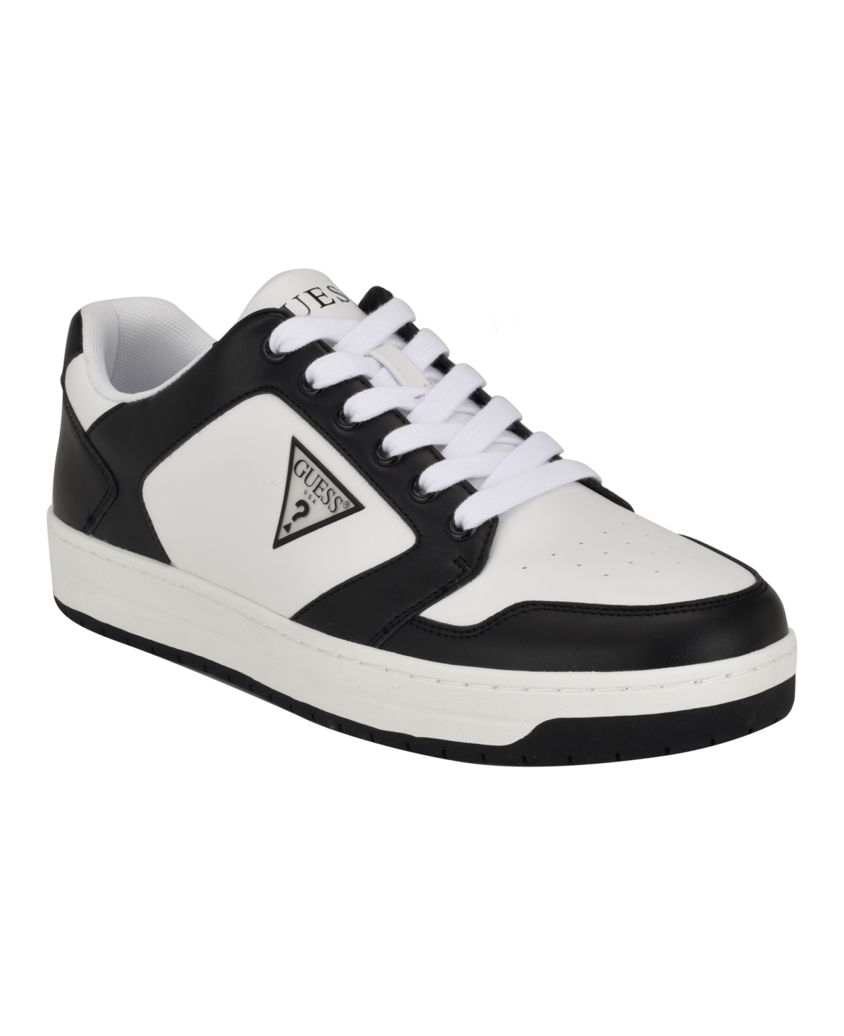 Shop Guess Men's Udolf Low Top Lace Up Fashion Sneakers In Black,white