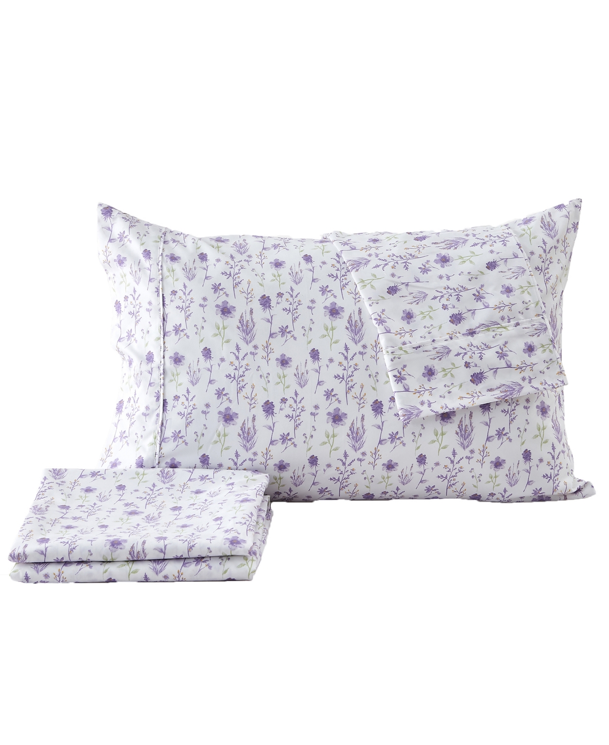 Premium Comforts Floral Microfiber Printed 4 Piece Sheet Set, Queen In Colorful Floral - Lavender