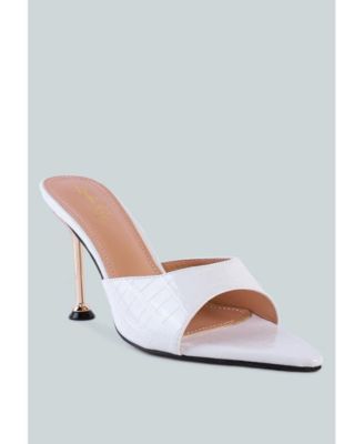 Womens French Cut Croc Texture Patent Faux Leather Sandals