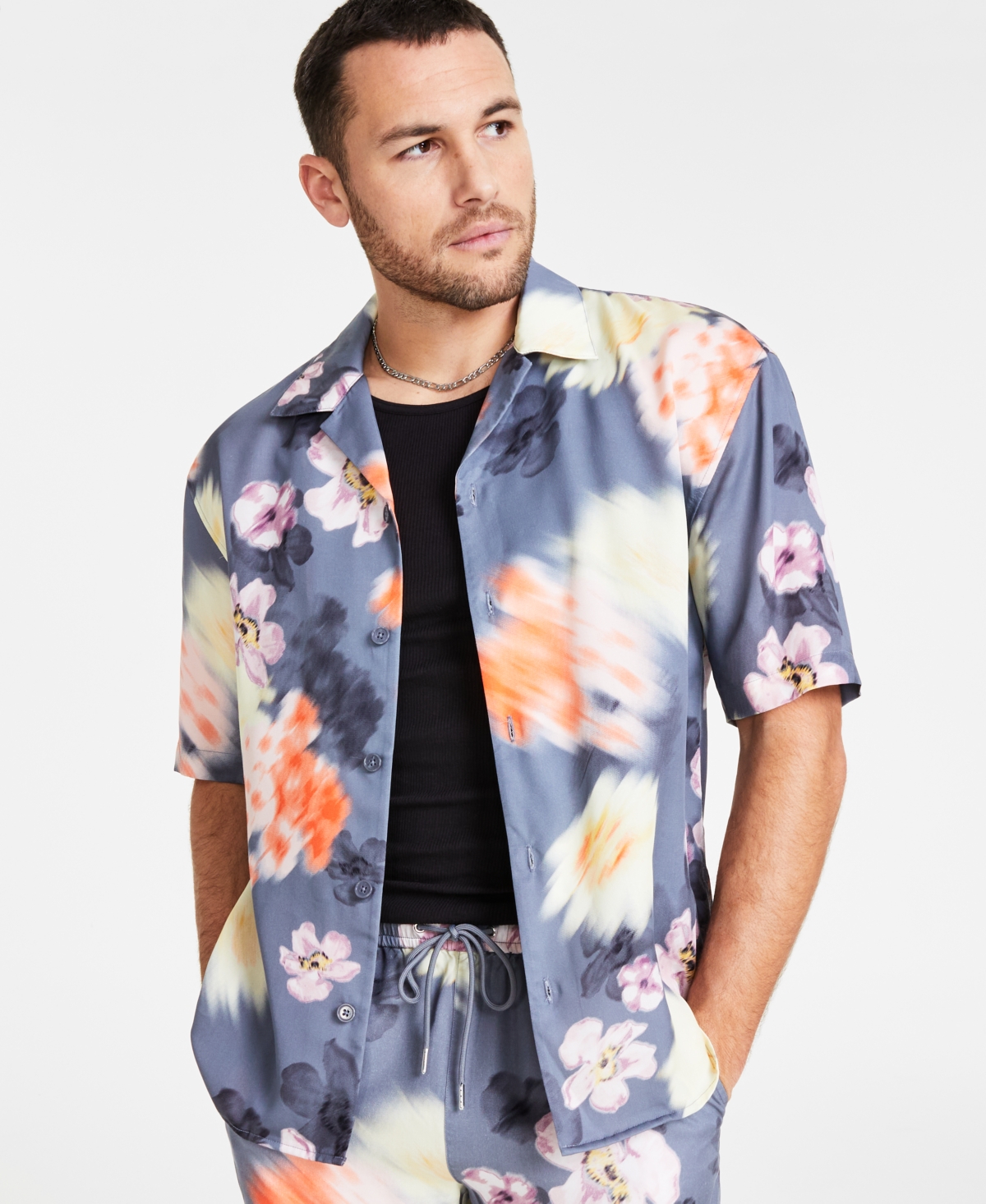 Shop Inc International Concepts Men's Jackson Regular-fit Floral-print Button-down Camp Shirt, Created For Macy's In Poppy Seed