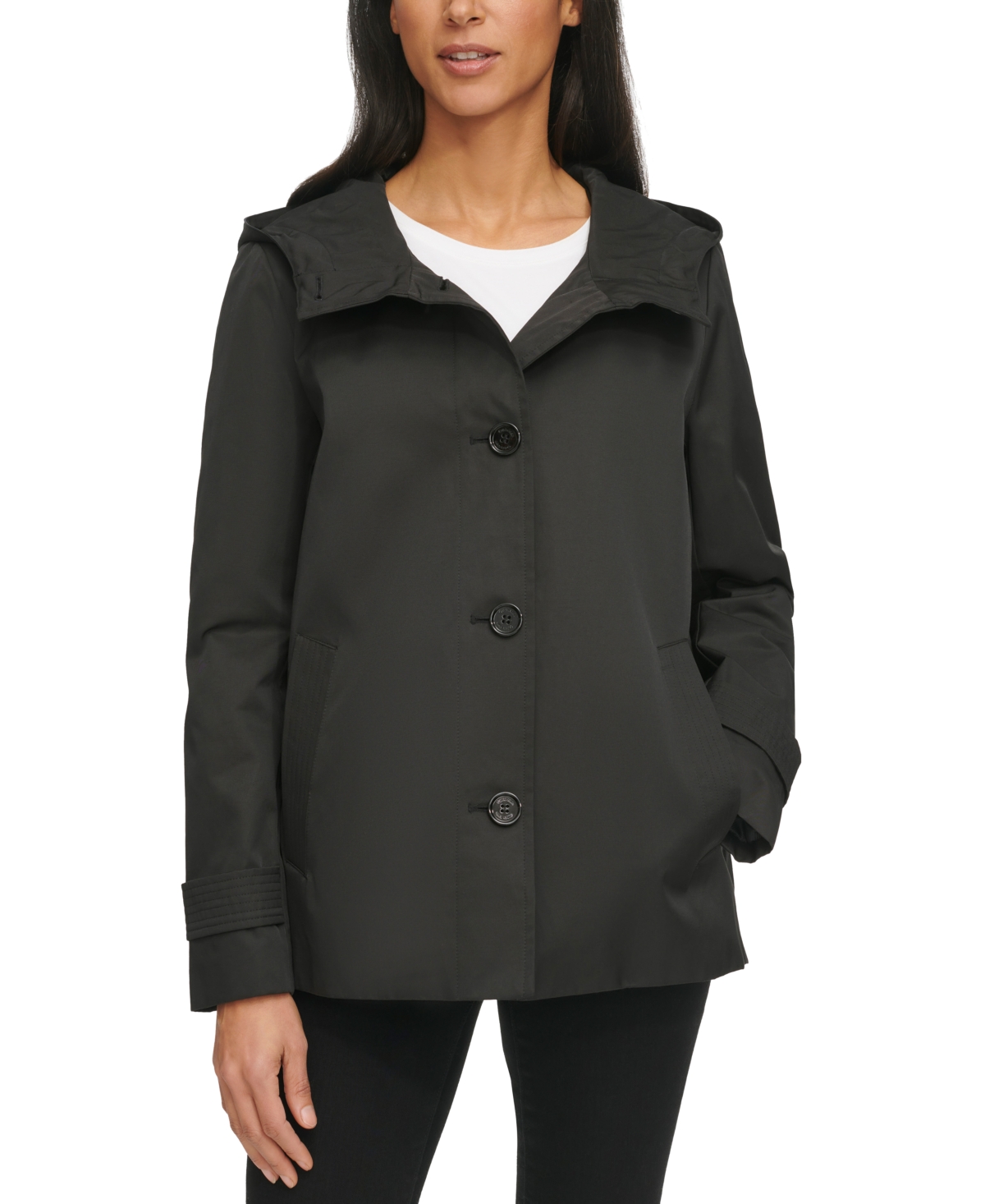 Calvin Klein Women's Hooded Water-resistant Jacket In Black