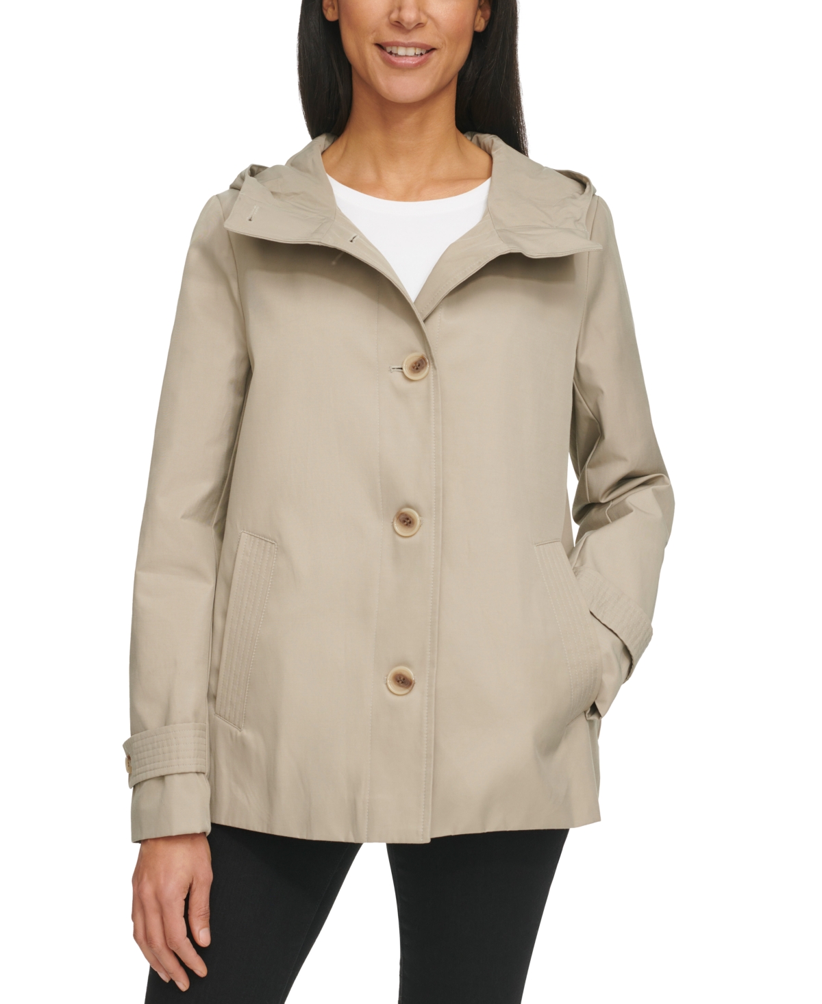 Calvin Klein Women s Hooded Water resistant Jacket In Fennel