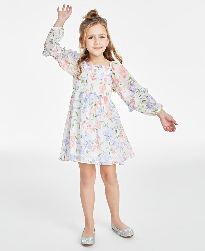 Rare Editions Toddler & Little Girls Floral-Print Chiffon Dress ...