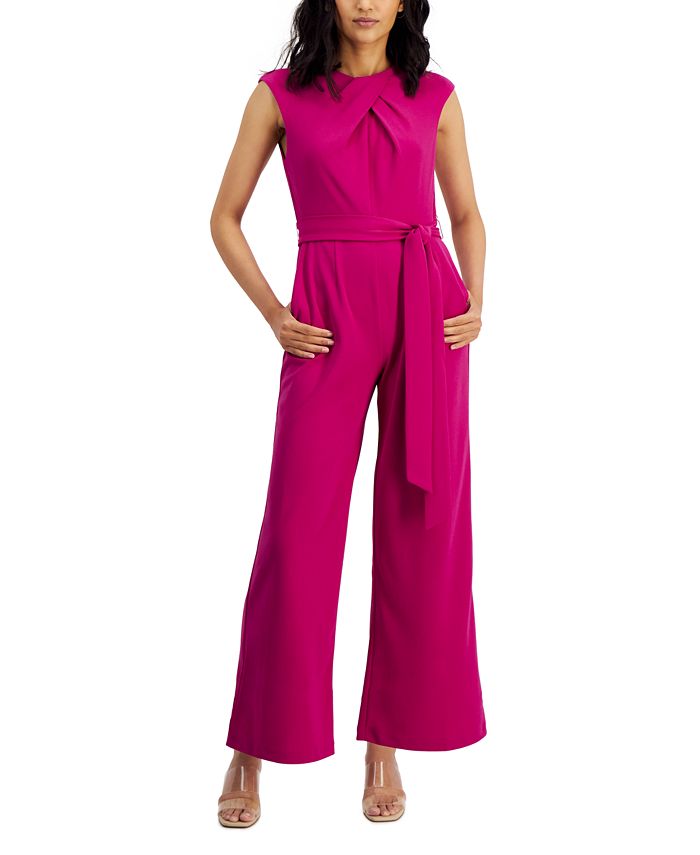 Petite Belted Sleeveless Jumpsuit, Created for Macy's