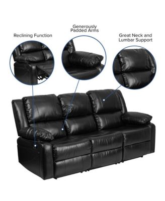 Bustle Back Leathersoft Sofa With Two Built-In Recliners