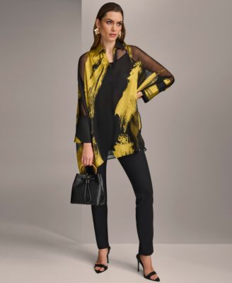 売れ筋商品|||ダナ キャラン ニューヨーク カットソー トップス レディース Donna Karan Women's llic Print Tunic Black/Gold Donna Karan New York Donna Karan Women's Metallic Print