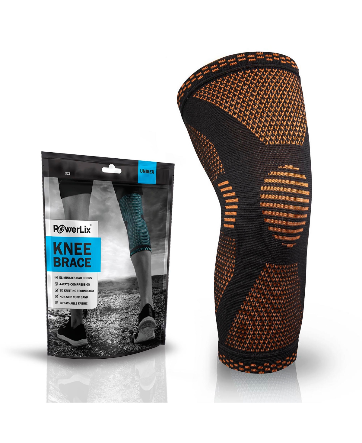 Large Compression Knee Sleeve: Ultimate Support for Active Lifestyles and Injuries - Orange