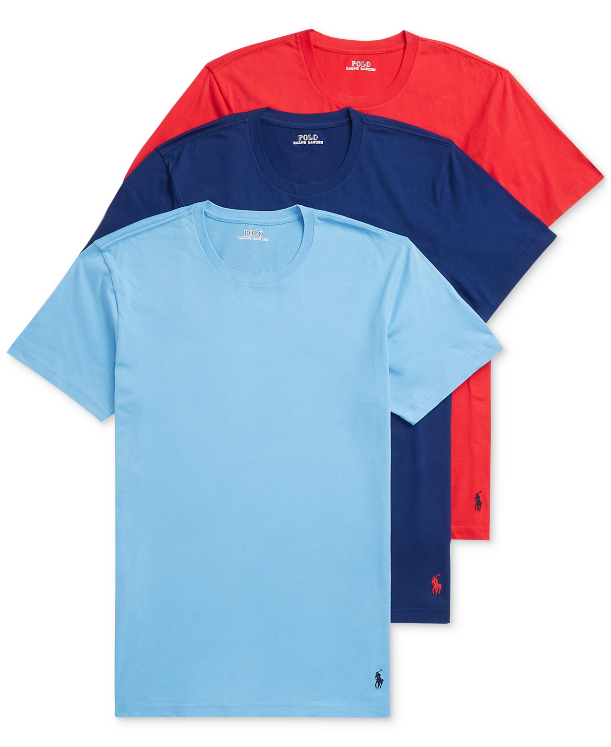 Polo Ralph Lauren Men's 3-pk. Classic Cotton V-neck Undershirts In Blue,navy,red