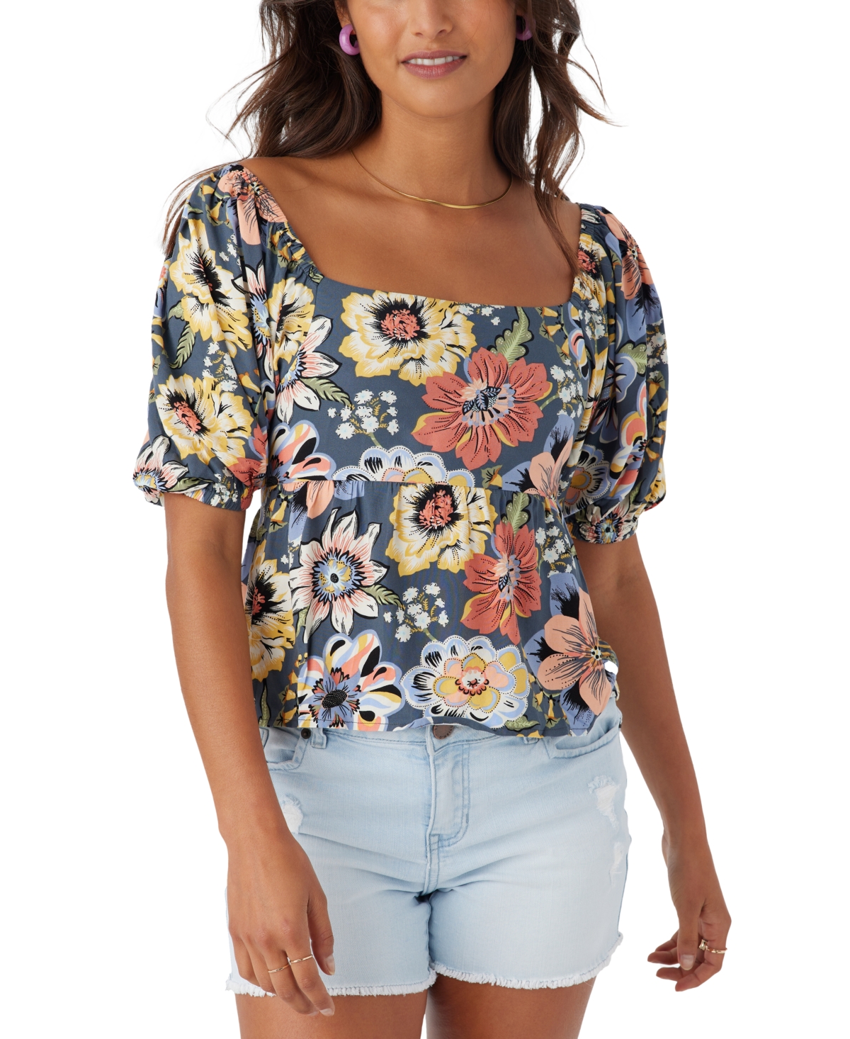 Shop O'neill Juniors' Briar Floral Top In Slate