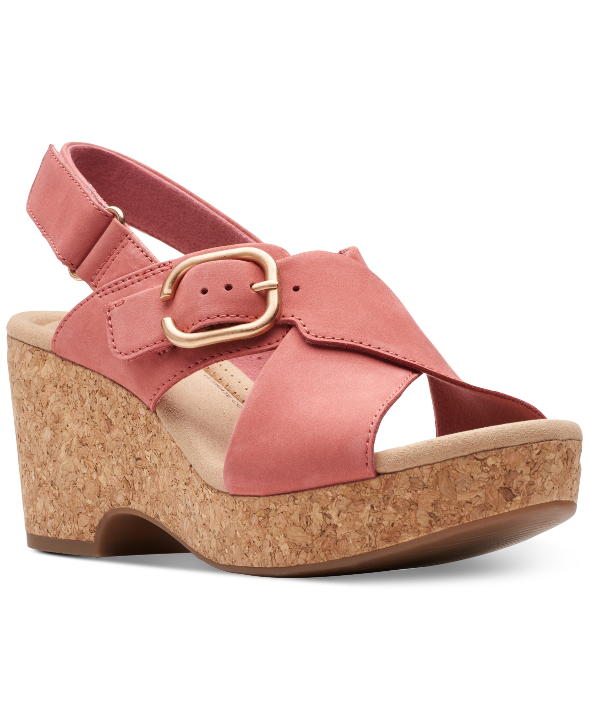 Shop Clarks Women's Giselle Dove Wedge Sandals In Blush Nubuck