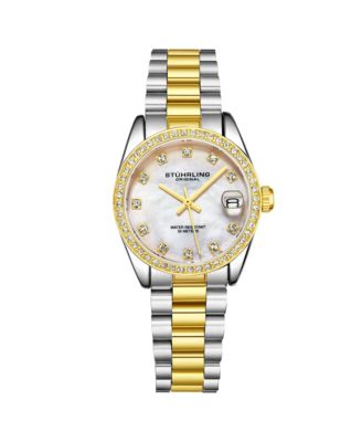 Stuhrling Lineage 3936.1 Women s Quartz Watch 31mm Stainless Steel Silver Bracelet White Mother-of-Pearl Dial Crystal Bezel - Macy's 