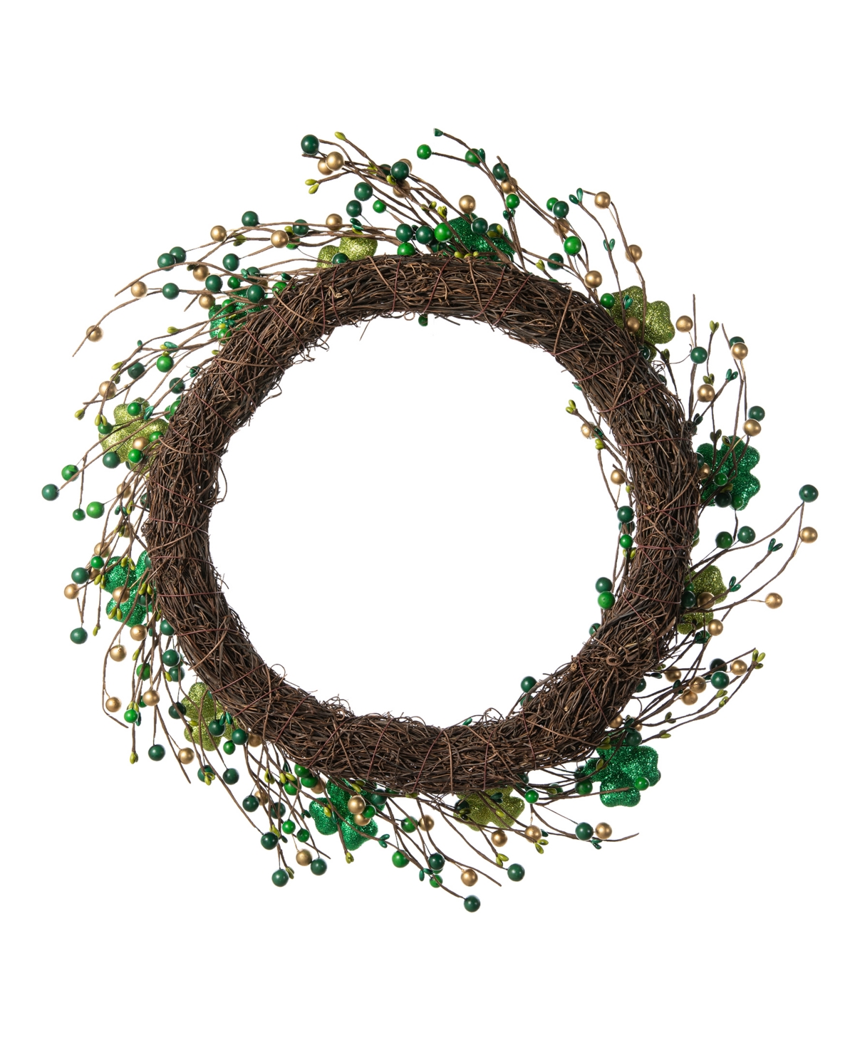 Glitzhome 20" D St. Patrick's Shamrock Berry Wreath In Multi
