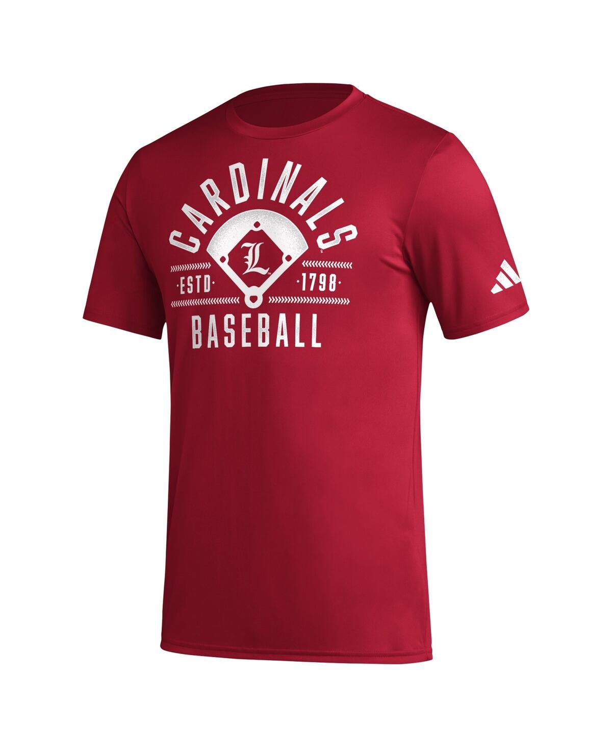Men's adidasDistressed Louisville Cardinals Exit Velocity Baseball Pregame Aeroready T-shirt - Red