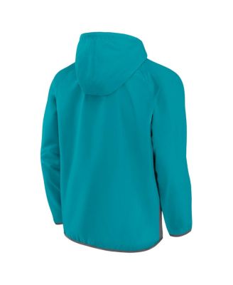 Men's Teal, Gray Charlotte Hornets Anorak Flagrant Foul Color-Block Raglan Hoodie Half-Zip Jacket