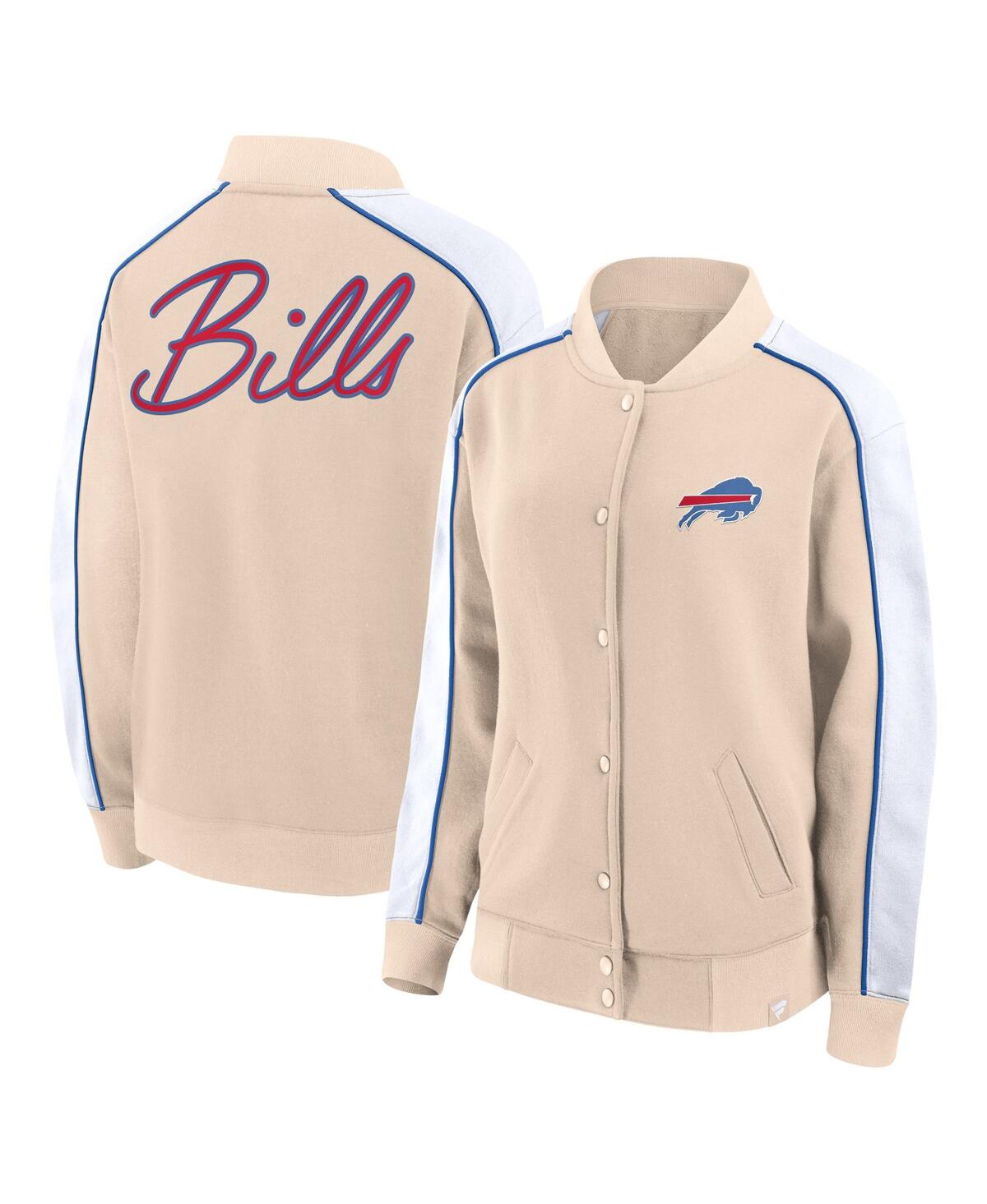 Women's Fanatics Tan Buffalo Bills Lounge Full-Snap Varsity Jacket - Tan