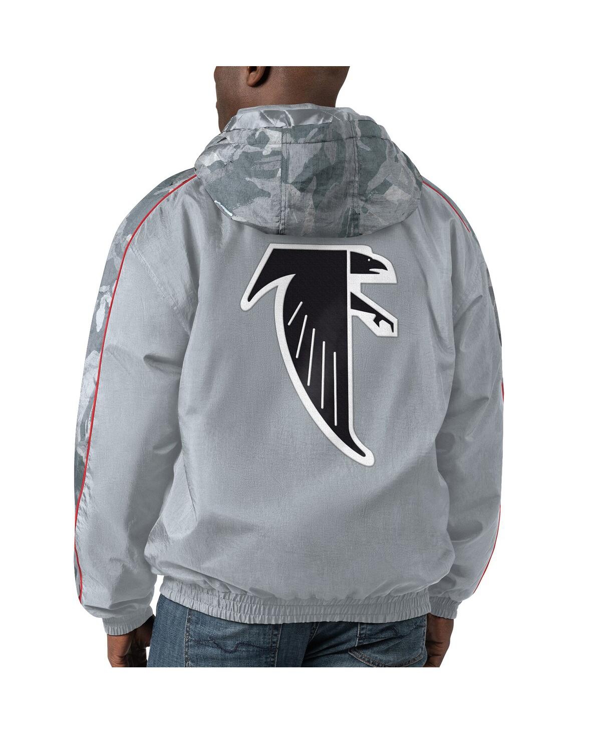 Men's StarterDistressed Atlanta Falcons Thursday Night Gridiron Throwback Full-Zip Jacket - Gray