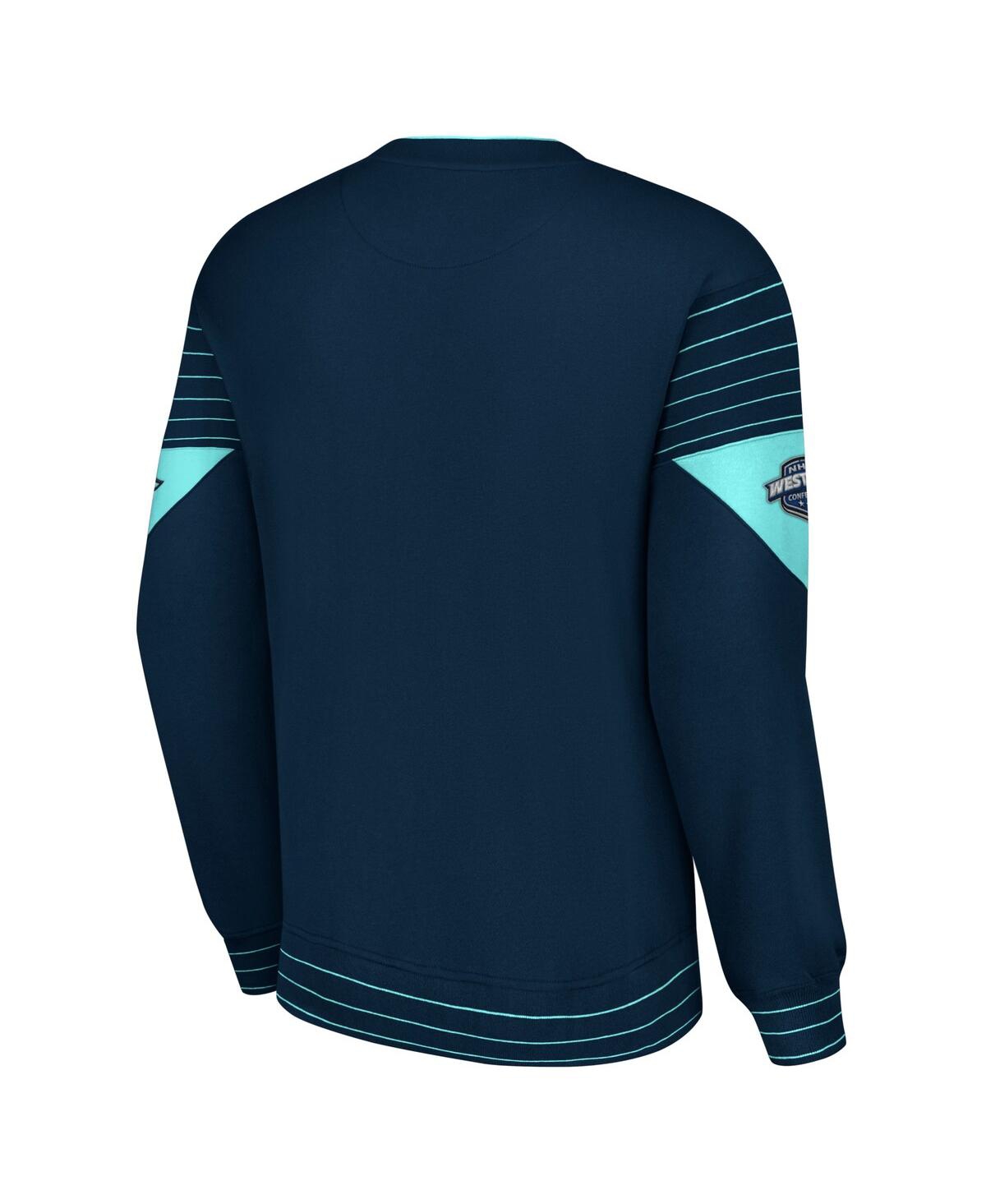 Men's StarterSeattle Kraken Faceoff Pullover Sweatshirt - Deep Sea Blue