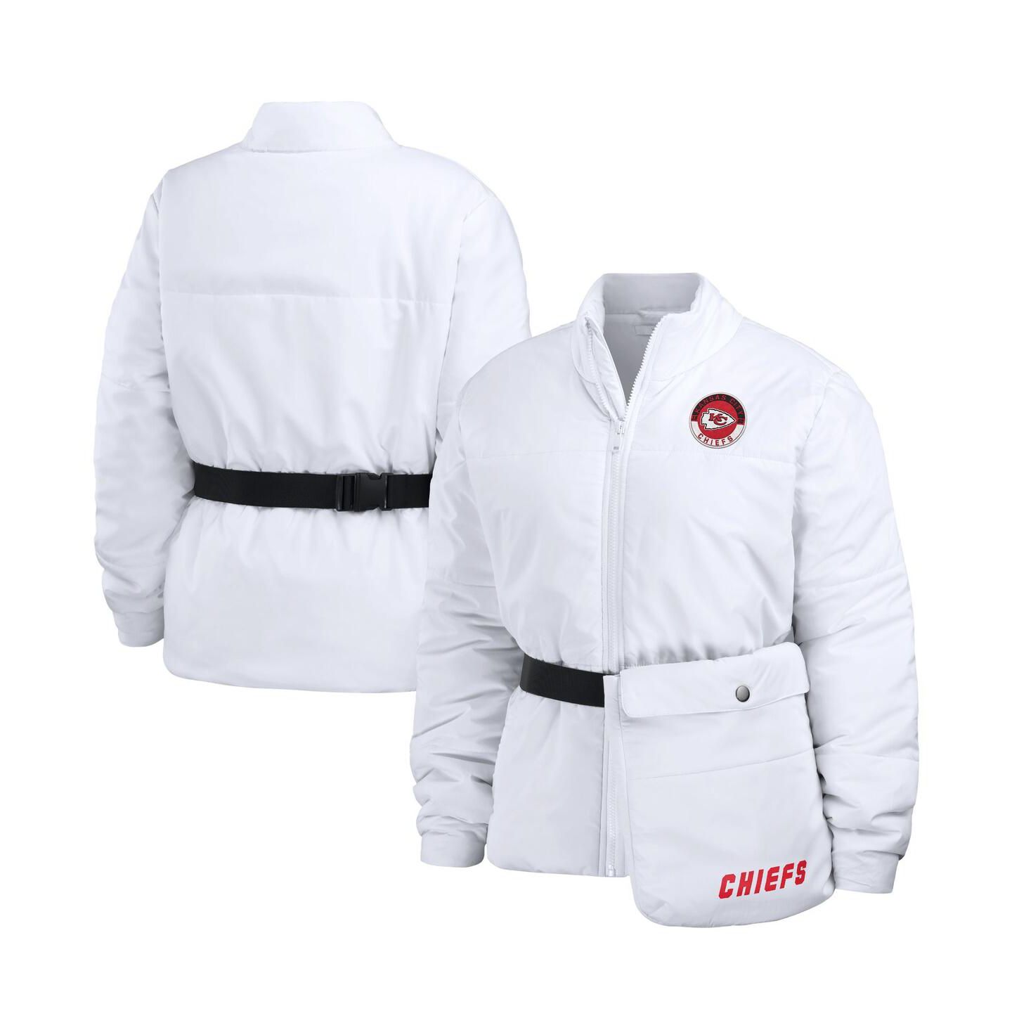 Женская куртка WEAR by Erin Andrews White Kansas City Chiefs Packaway Full-Zip Puffer — фото 1