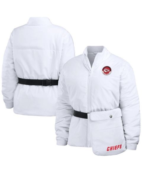 Женские куртки WEAR by Erin Andrews Women's White Kansas City Chiefs Packaway Full-Zip Puffer Jacket