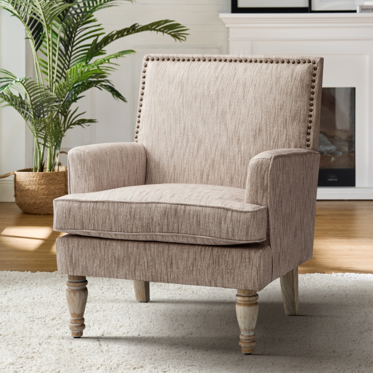 Bisnauth Contemporary Accent Chair with Nailhead Trim