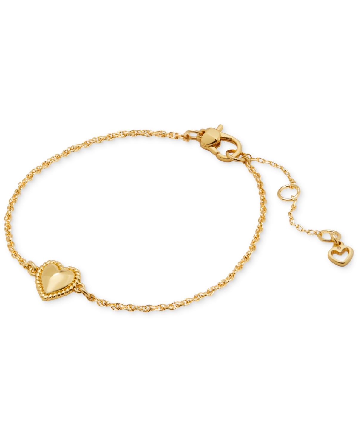 Shop Kate Spade Gold-tone Heart Charm Link Bracelet In Gold.