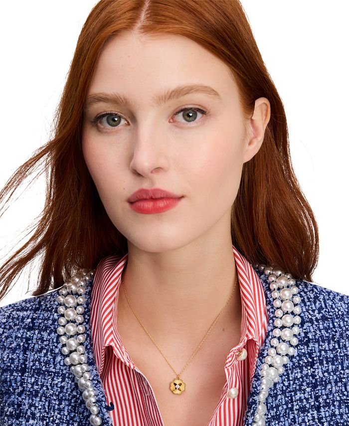 kate spade new york GoldTone Heritage Bloom Pendant Necklace, 16" + 3" extender Macy