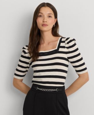 Lauren Ralph Lauren - Women's Striped Puff-Sleeve Tee