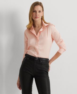 (取寄) ローレン ラルフローレン レディース サテン シャルムーズ シャツ Lauren Ralph Lauren women Satin Charmeuse Shirt Mascarpone Cream Lauren Ralph Lauren Women's Satin Charmeuse Shirt, Regular