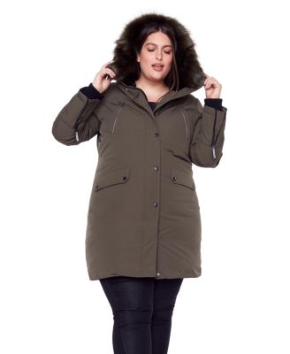 Plus Size Laurentian Long Parka Winter With Faux Fur Hood