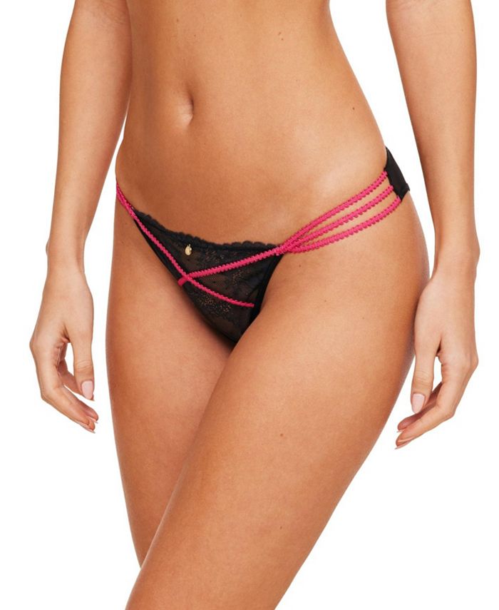 Microfiber and Lace Trim Cheeky Panty - Candy pink