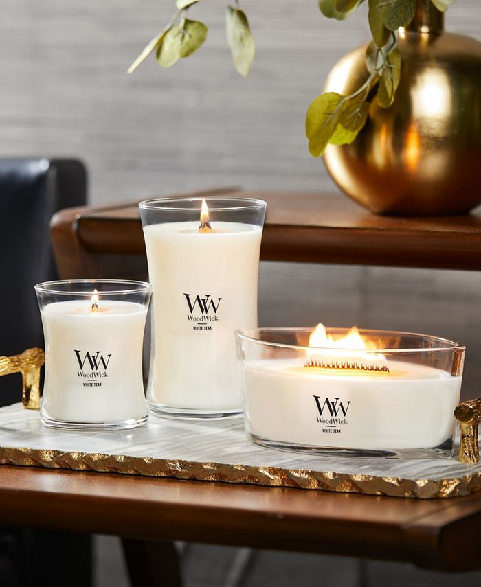 WoodWick White Teak Medium Hourglass Candle, 9.7 oz - White