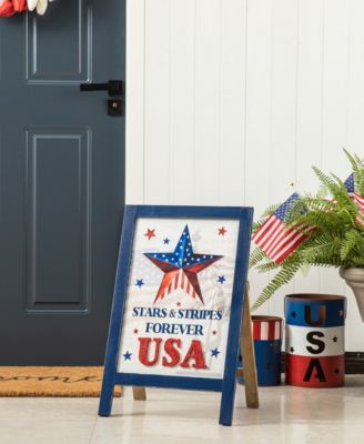 24" H Patriotic, Americana Wooden Easel Porch Decor