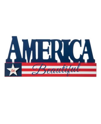 14" L Patriotic, Americana Wooden America Table Decor